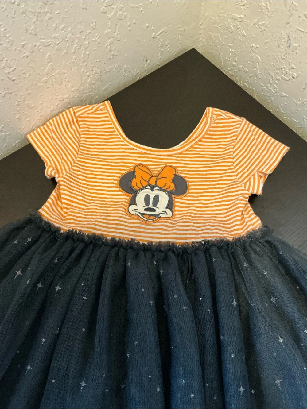 Disney Orange Striped Minnie Bow Bodice with Black Star Tulle Skirt